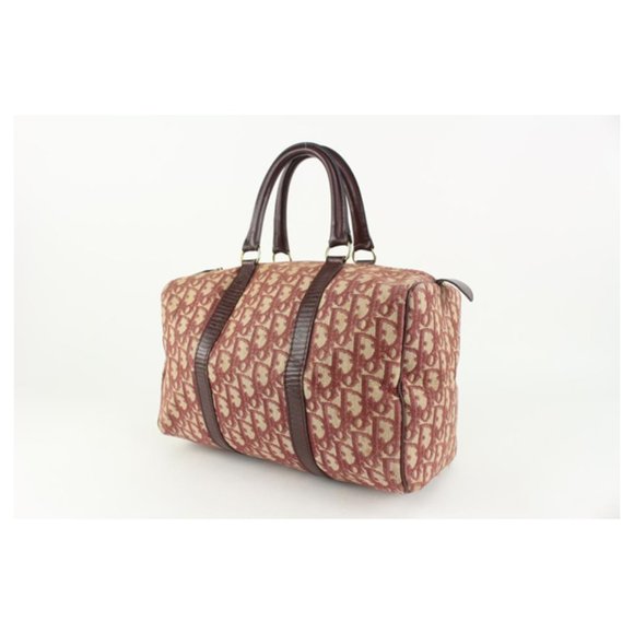 Dior Burgundy Monogram Trotter Boston Duffle Bag 1213d9